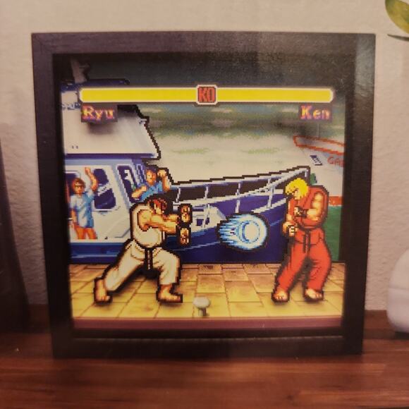 Pixel Frames - Street Fighter II, Boat Scene (NEW) 9" x 9" Framed Shadow Box Art - Picture 6 of 6
